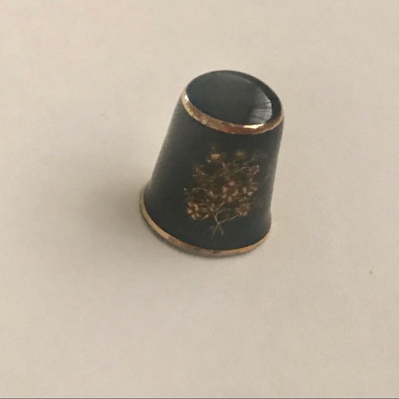 Limoges Castiel France Porcelain Thimble Cobalt and Gold Floral Design - Picture 5 of 16